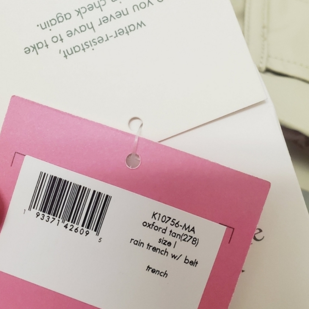 NWT KATE SPADE| Scalloped Belted Rain Trench Coat - Picture 8 of 8